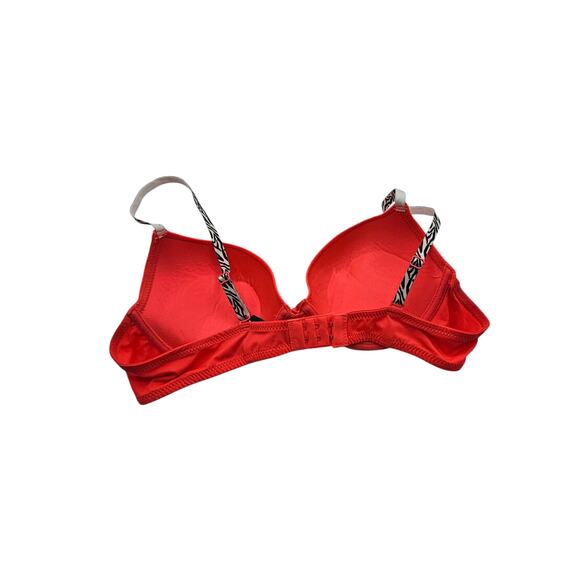 Vintage Y2K Womens Sz 36C Padded Push Up Bra Bright Pink Zebra Straps - Picture 3 of 5